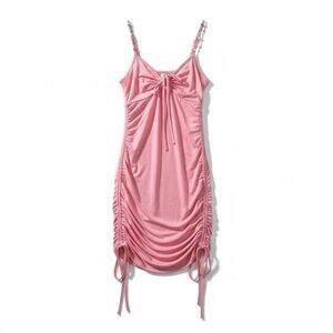 🌸🌸 Fun Pink Ruched Spring Dress | Candy Gems on the Spaghetti Straps 💎🍬🦄